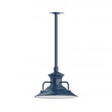 Montclair Light Works STA142-50-L12 - 12" Homestead shade, stem mount LED Pendant with canopy, Navy