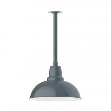 Montclair Light Works STB108-40-T24-L13 - 16" Cafe shade, stem mount LED Pendant with canopy, Slate Gray