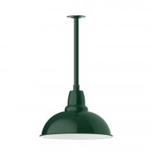 Montclair Light Works STB108-42-T24-L13 - 16" Cafe shade, stem mount LED Pendant with canopy, Forest Green