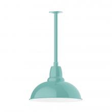 Montclair Light Works STB108-48-T24-L13 - 16" Cafe shade, stem mount LED Pendant with canopy, Sea Green