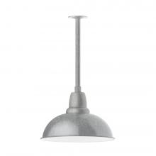 Montclair Light Works STB108-49-T24-L13 - 16" Cafe shade, stem mount LED Pendant with canopy, Painted Galvanized