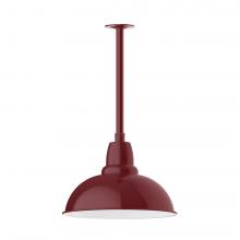 Montclair Light Works STB108-55-W16-L13 - 16" Cafe shade, stem mount LED Pendant with canopy with wire grill, Barn Red