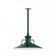 Montclair Light Works STB143-42-T30-L13 - 18" Homestead shade, stem mount LED Pendant with canopy, Forest Green