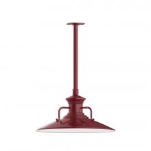 Montclair Light Works STB143-55-T30-L13 - 18" Homestead shade, stem mount LED Pendant with canopy, Barn Red