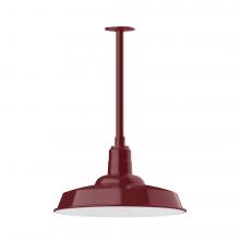 Montclair Light Works STB185-55-W18-L13 - 18" Warehouse shade, stem mount LED Pendant with wire grill, Barn Red