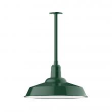 Montclair Light Works STB186-42-L14 - 20" Warehouse shade, stem mount LED Pendant with canopy, Forest Green