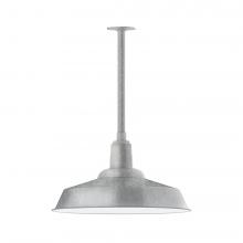 Montclair Light Works STB186-49-L14 - 20" Warehouse shade, stem mount LED Pendant with canopy, Painted Galvanized