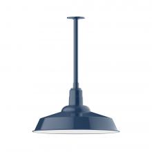 Montclair Light Works STB186-50-L14 - 20" Warehouse shade, stem mount LED Pendant with canopy, Navy