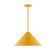 Montclair Light Works STG423-21-L13 - 18" Axis Cone LED Stem Hung Pendant, Bright Yellow