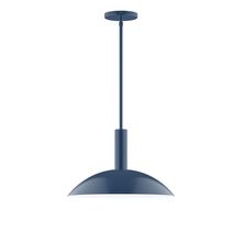 Montclair Light Works STGX476-50-L13 - 16" Stack Half Dome LED Stem Hung Pendant, Navy