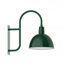 Montclair Light Works WMF117-42-W16-L13 - 16" Deep Bowl shade, LED Wall Mount light with wire grill, Forest Green