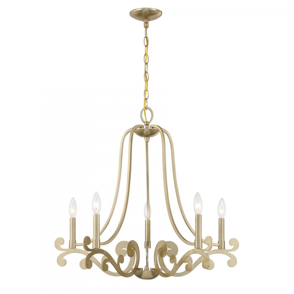 Lombard 5-Light Chandelier in Noble Brass