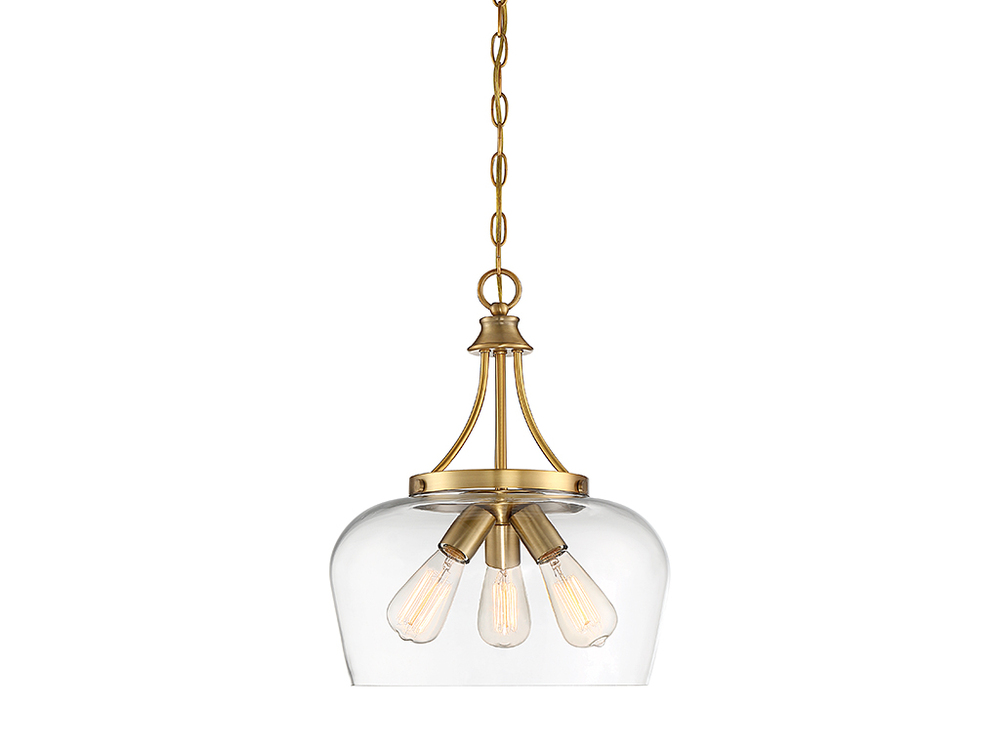 Octave 3-Light Pendant in Warm Brass