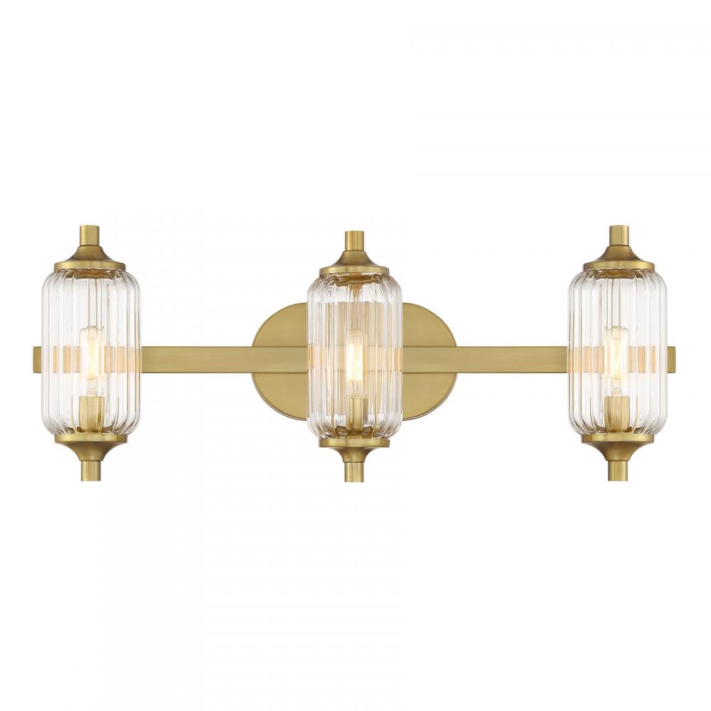 Holton 3-Light Bathroom Vanity Light in Warm Brass