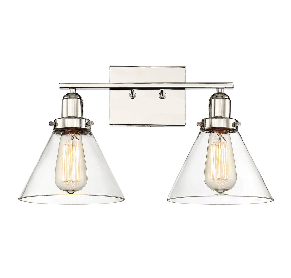 Drake 2-Light Bathroom Vanity Light in Polished Nickel