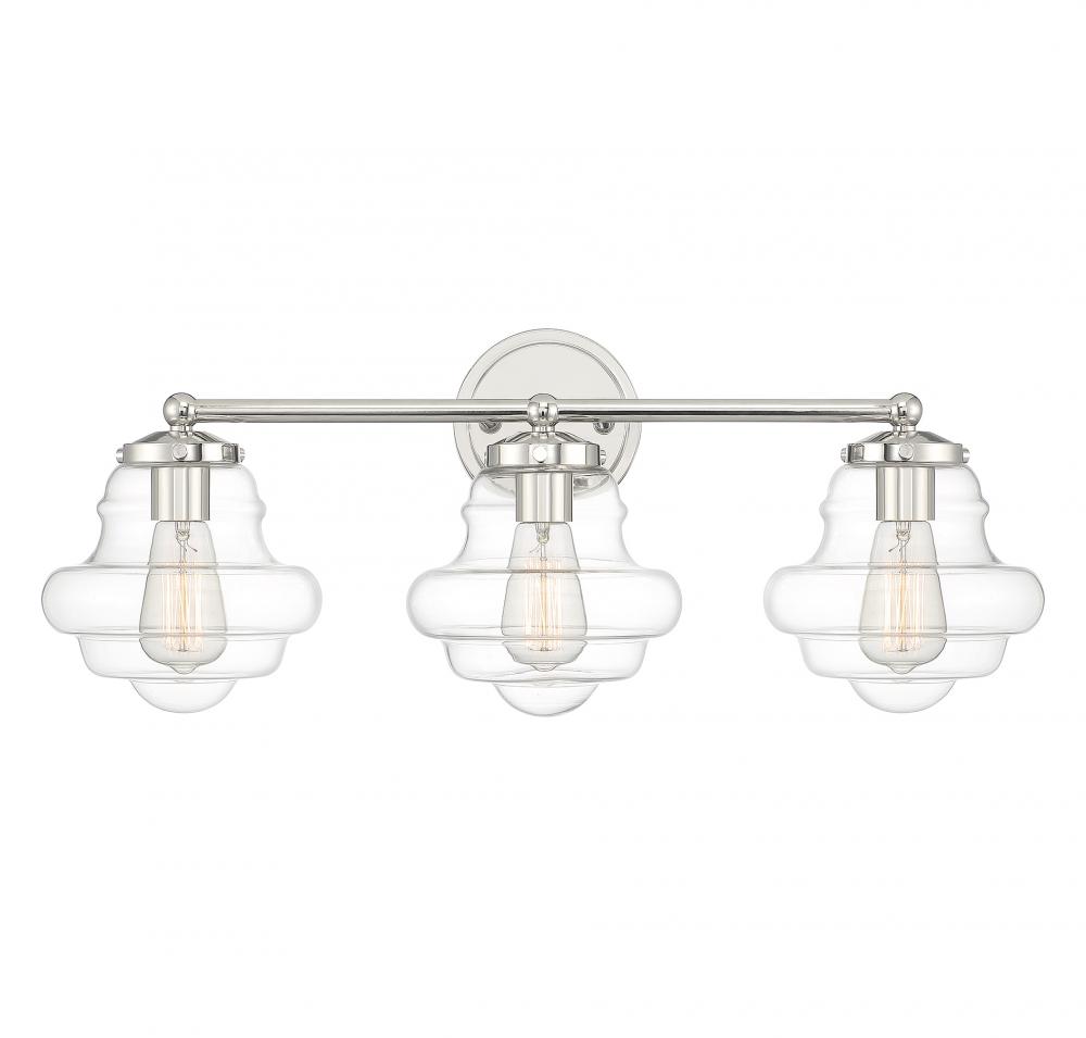 3-light Bathroom Vanity Light In Polished Nickel