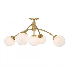 Savoy House 6-6199-5-322 - Redfield 5-Light Convertible Semi-Flush or Pendant in Warm Brass