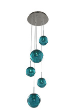 Kalco 309541CH/AQUA - Meteor 5 Light Pendant