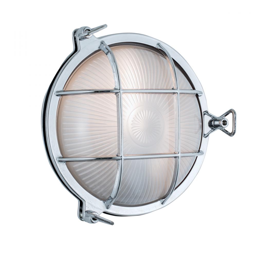 Mariner Round Outdoor Wall Light - Chrome With Frosted Glass