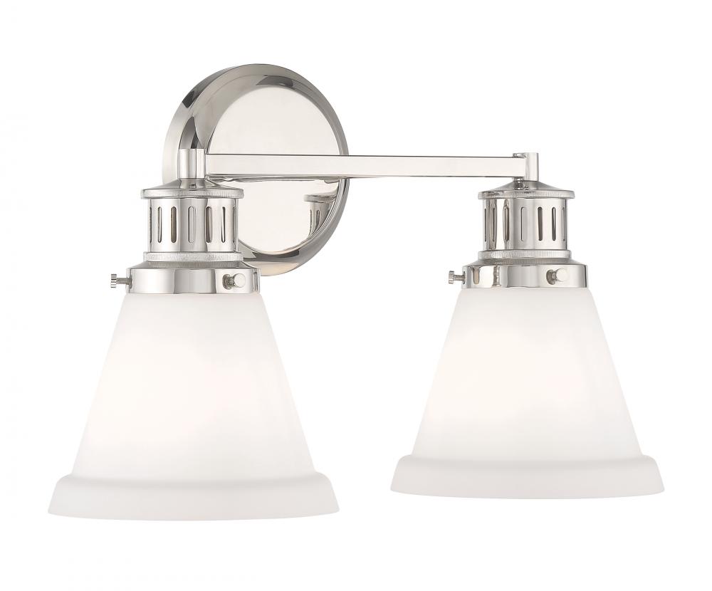 Alden Bath Light - Polished Nickel, Matte Opal