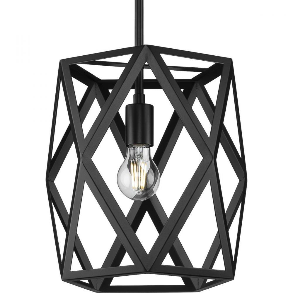 Saucedo Collection One-Light Matte Black Modern Pendant