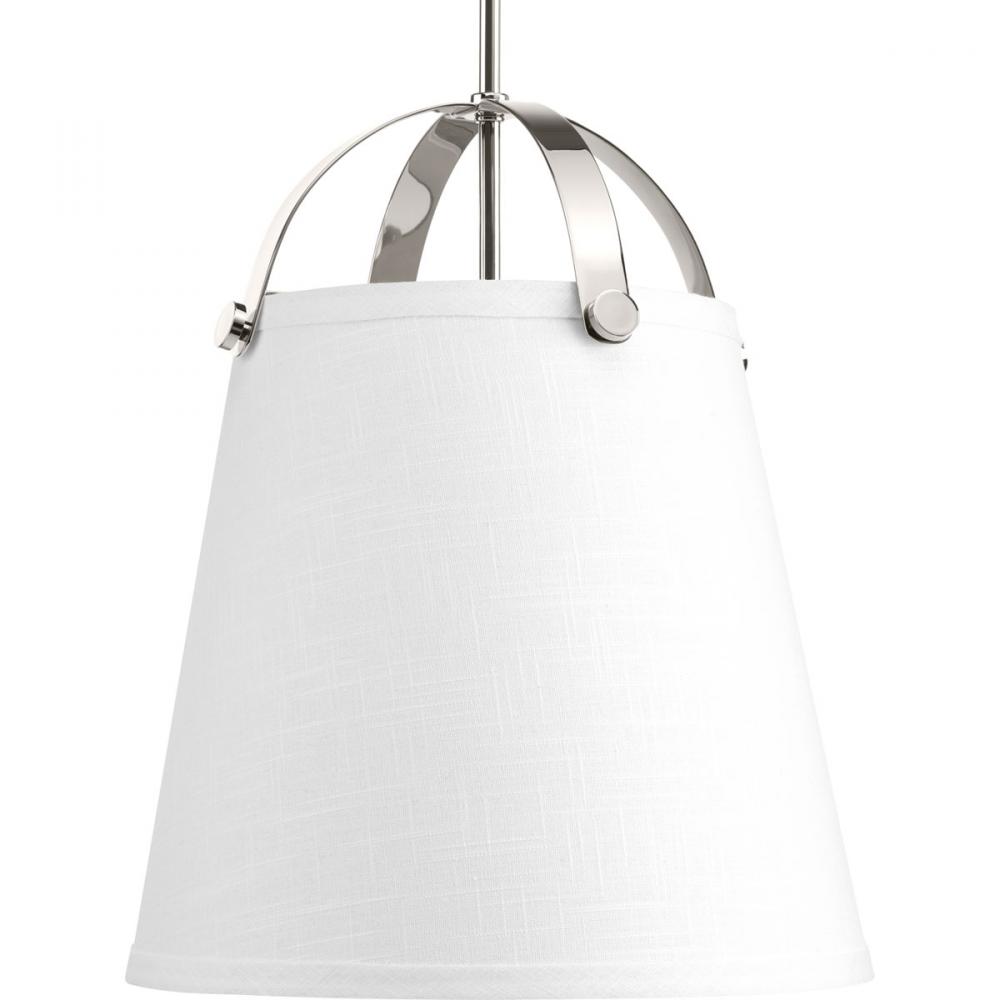Galley Collection Two-Light Polished Nickel Linen Shade Coastal Pendant Light