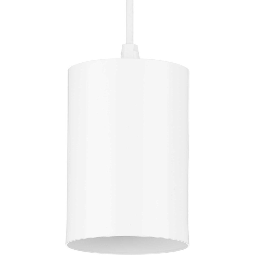 5" White Outdoor Aluminum Cylinder Cord-Mount Hanging Light