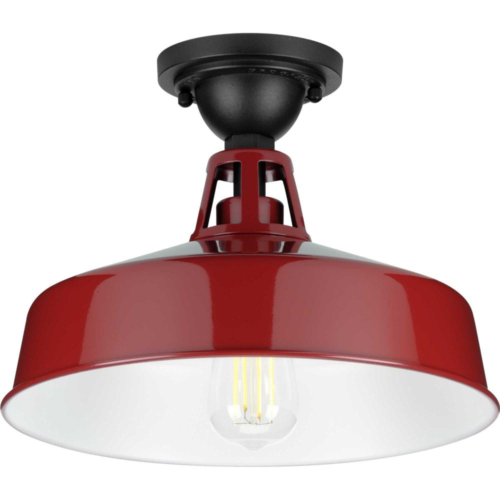 Cedar Springs Collection Red One-Light Farmhouse Semi-Flush Mount