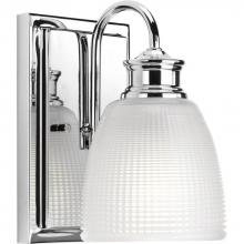 Progress P2115-15 - Lucky Collection One-Light Polished Chrome Frosted Prismatic Glass Coastal Bath Vanity Light