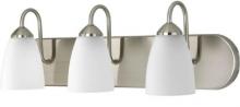 Progress P2708-09 - Gather Collection Three-Light Brushed Nickel Etched Glass Traditional Bath Vanity Light
