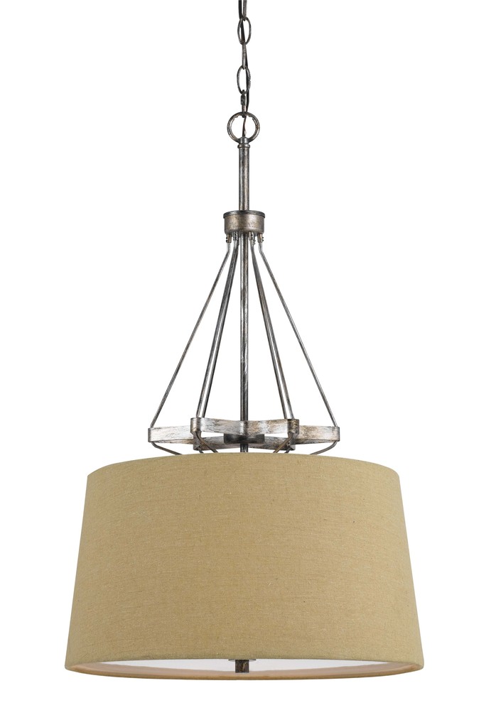 60W X 3 Cresco Pendant W/Burlap Sh (Edison Bulbs Not included)