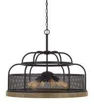 CAL Lighting FX-3706-6 - Akaki 60W X 6 Metal/Pine Wood Chandelier  (Edison Bulbs Not included)