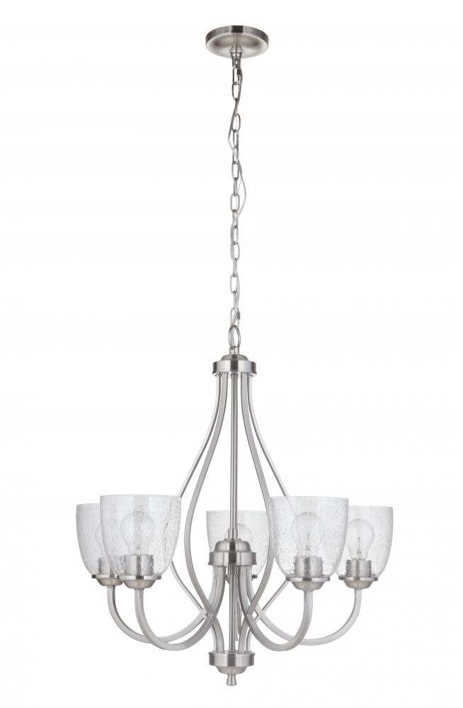 Serene 5 Light Chandelier in Brushed Polished Nickel