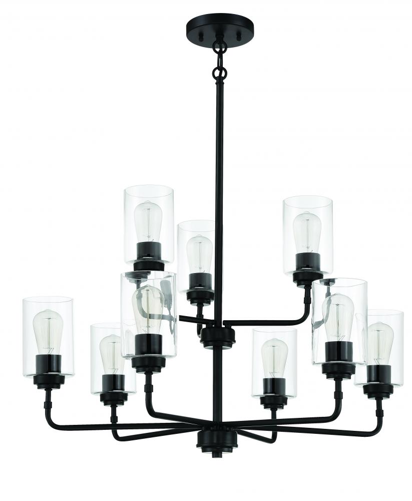 Stowe 9 Light Chandelier in Flat Black