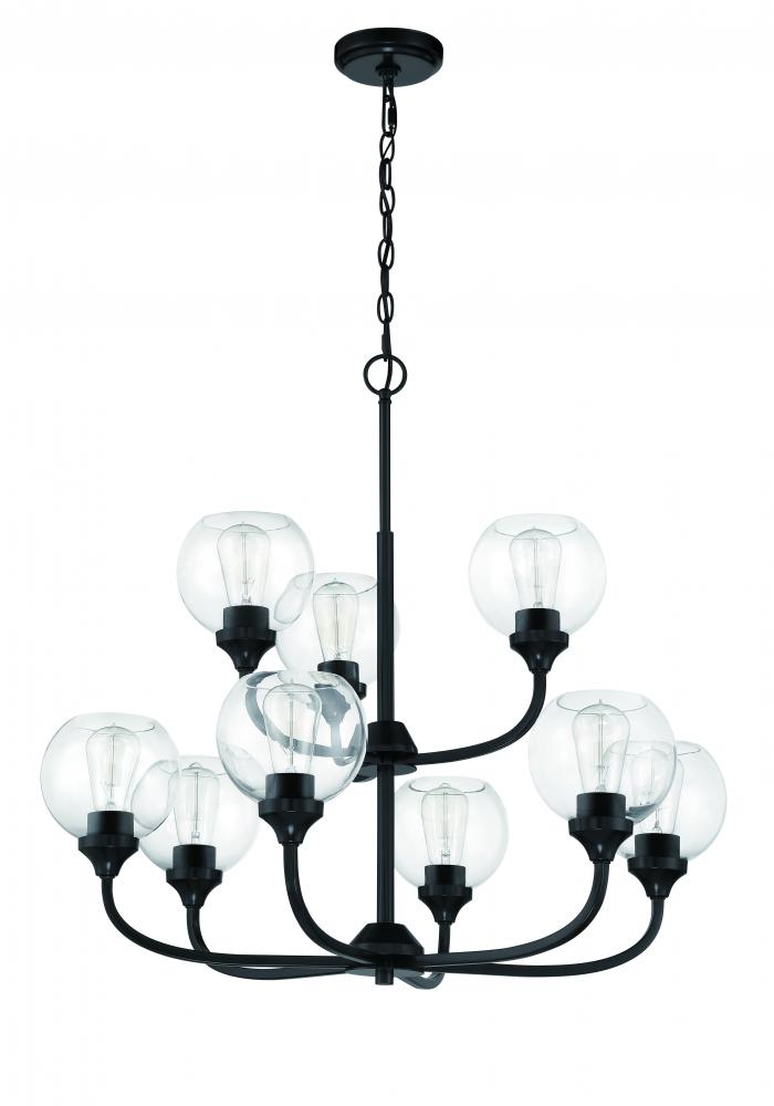 Glenda 9 Light Chandelier in Flat Black