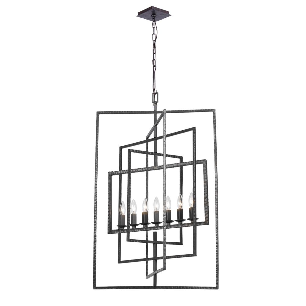 Capri 7 Light Raw Steel Lantern Chandelier