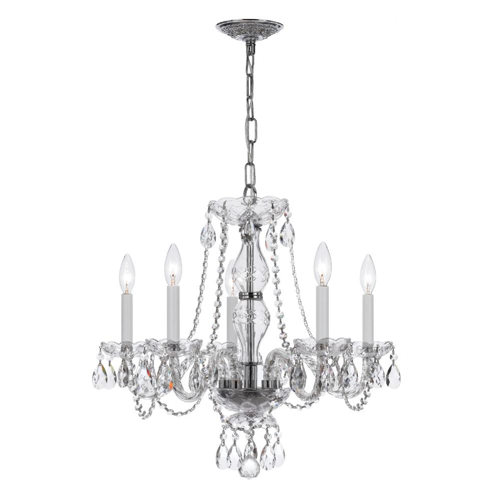 Traditional Crystal 5 Light Crystal Polished Chrome Chandelier