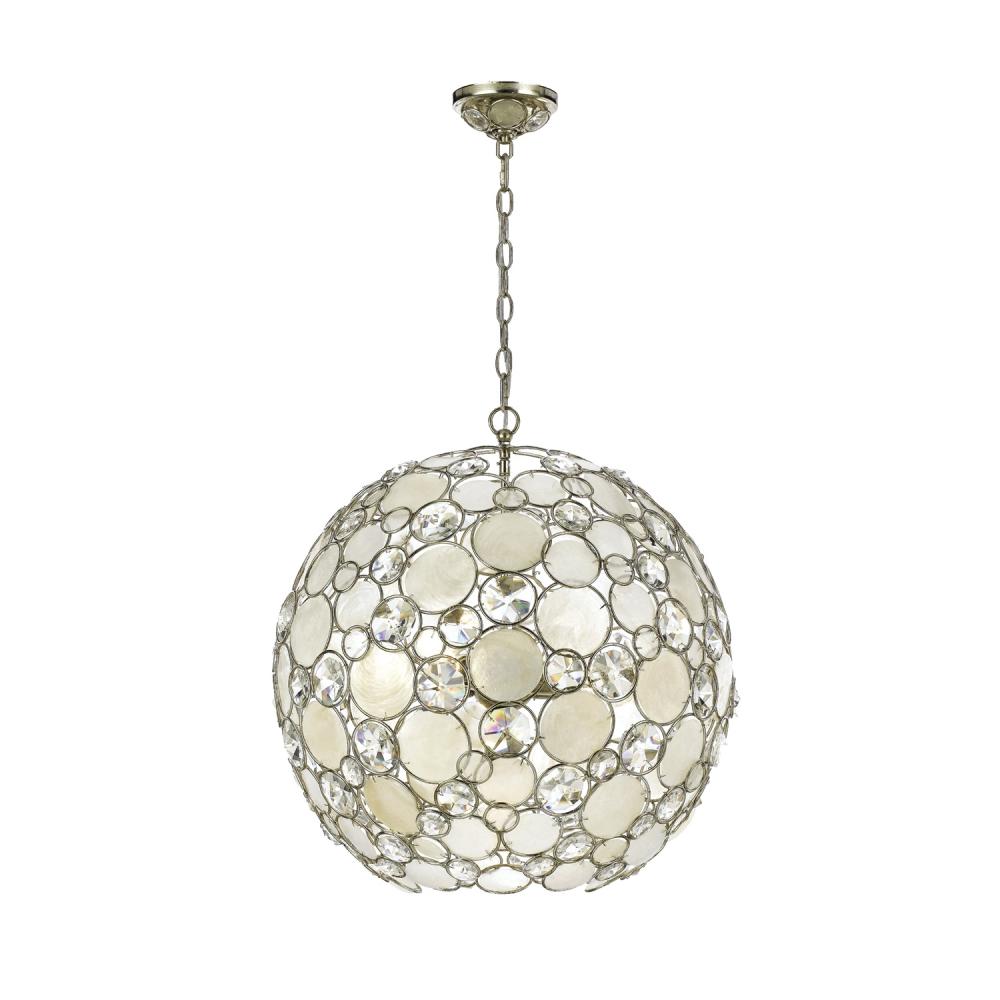 Palla 6 Light Antique Silver Sphere Chandelier