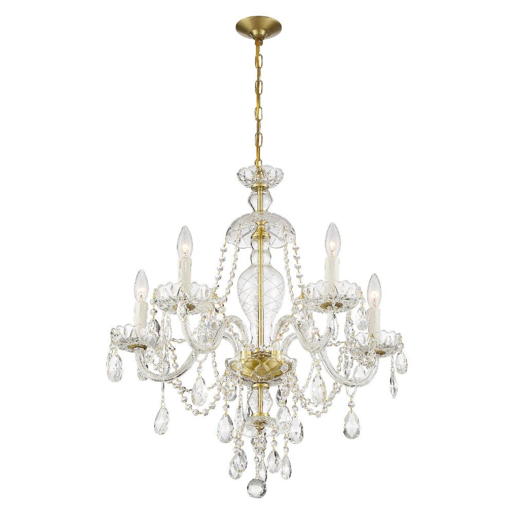 Candace 5 Light Swarovski Strass Crystal Polished Brass Chandelier