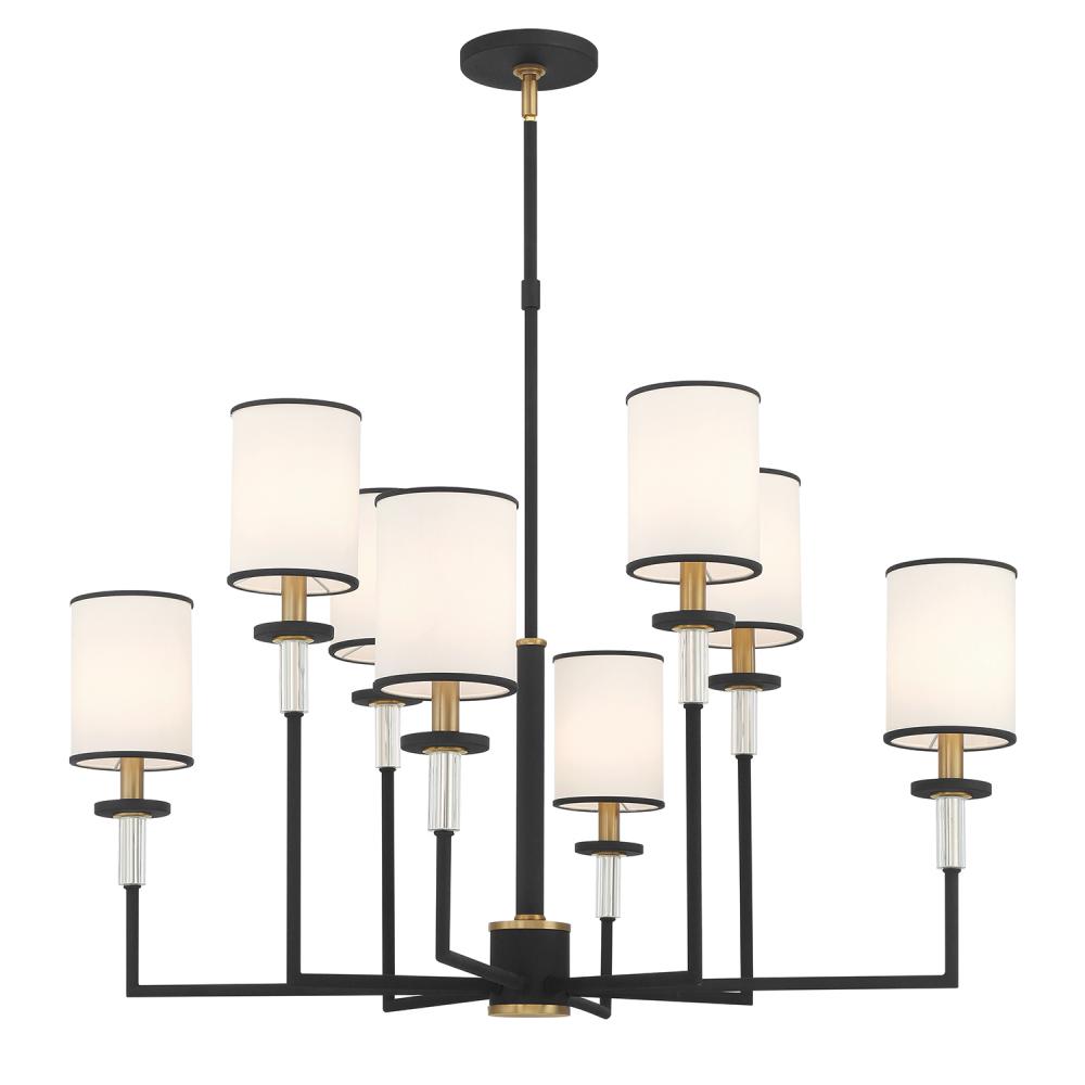 Hatfield 8 Light Black Forged + Vibrant Gold Chandelier