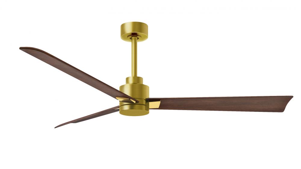 Alessandra 3-blade transitional ceiling fan in brushed brass finish with walnut blades. Optimized