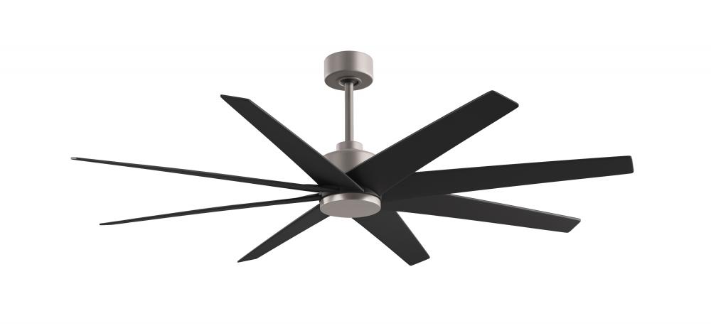 Ariella 8-blade ceiling fan in Brushed Nickel and Matte Black blades