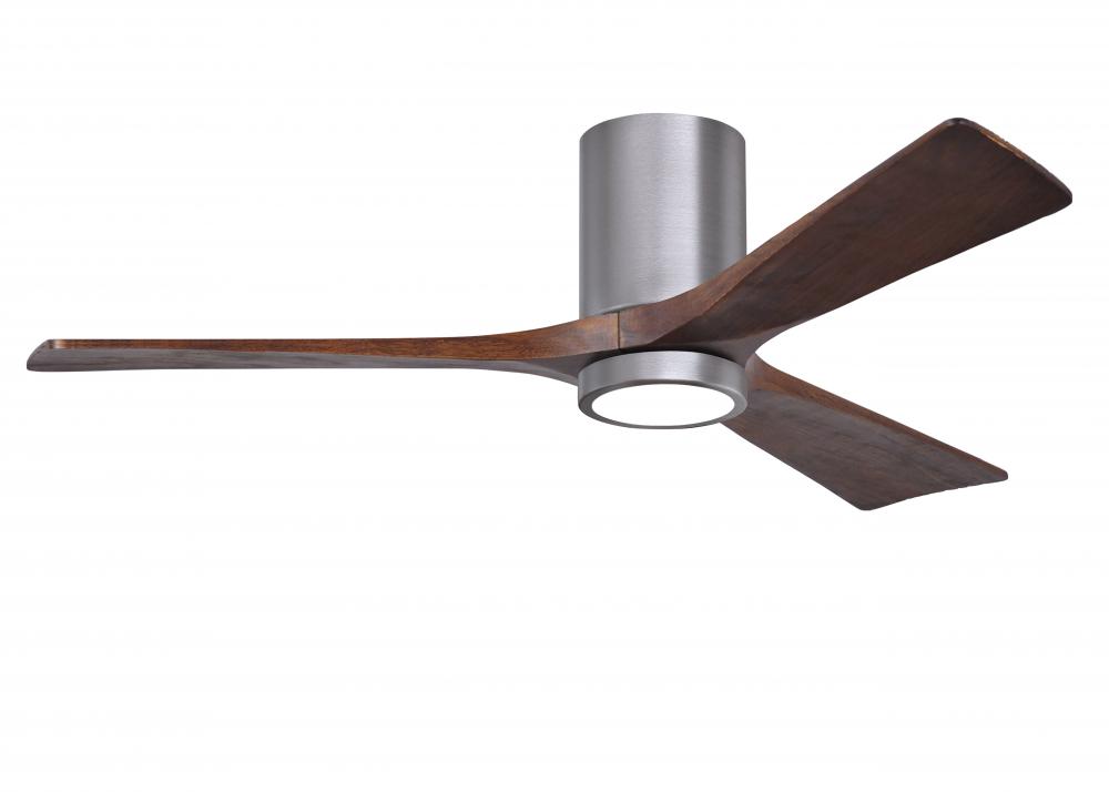 Irene-3HLK three-blade flush mount paddle fan in Brushed Pewter finish with 52” solid walnut ton