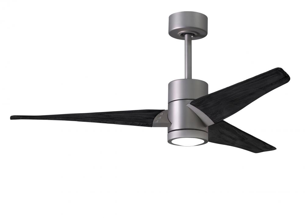 Super Janet three-blade ceiling fan in Brushed Nickel finish with 52” solid matte blade wood bla