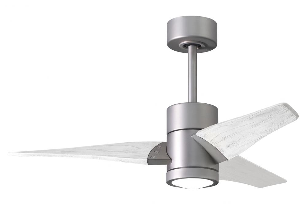 Super Janet three-blade ceiling fan in Brushed Nickel finish with 42” solid matte white wood bla