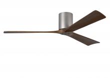  IR3H-BN-WA-60 - Irene-3H three-blade flush mount paddle fan in Brushed Nickel finish with 60” solid walnut tone