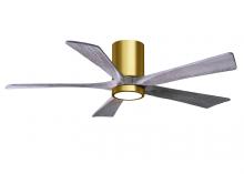 Matthews Fan Company IR5HLK-BRBR-BW-52 - IR5HLK five-blade flush mount paddle fan in Brushed Brass finish with 52” solid walnut tone blad