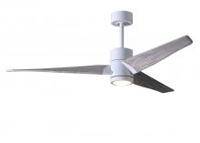 Matthews Fan Company SJ-WH-BW-60 - Super Janet three-blade ceiling fan in Gloss White finish with 60” solid barn wood tone blades a