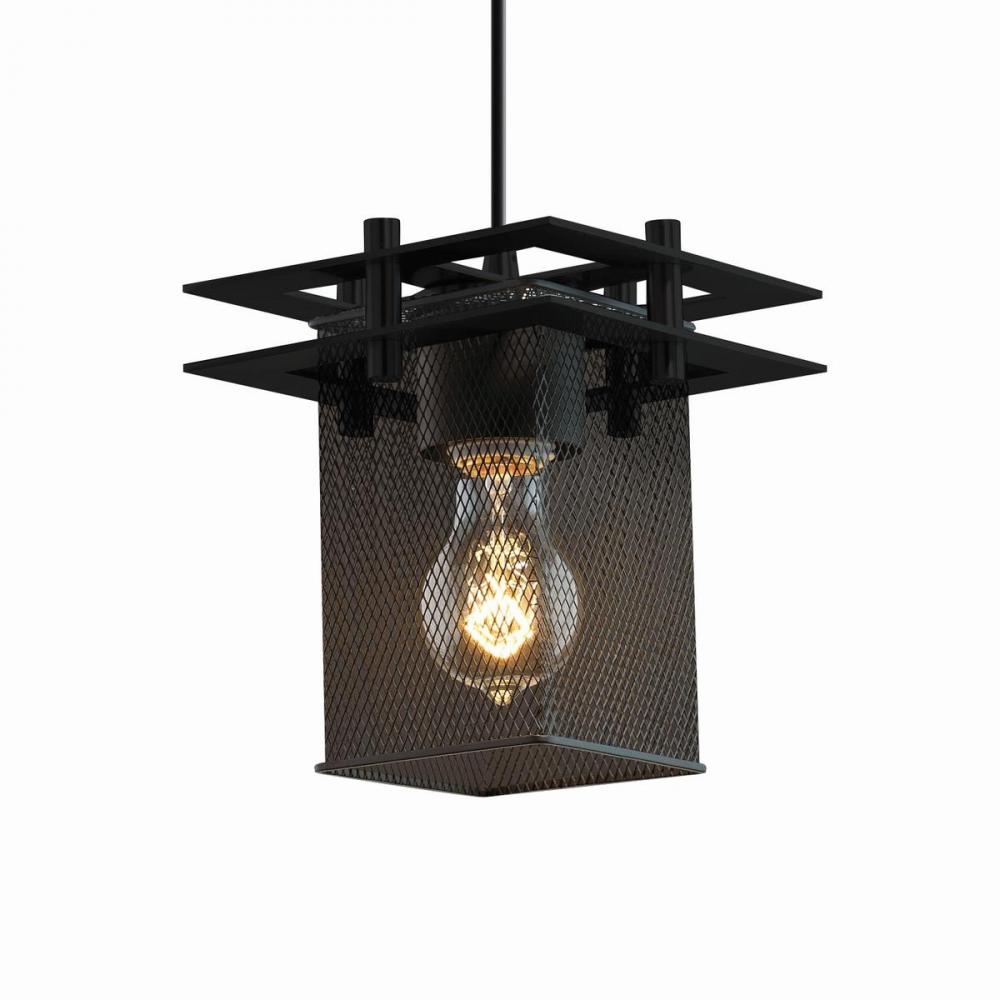 Metropolis 1-Light Small Pendant - Square Frame (2 Flat Bars)