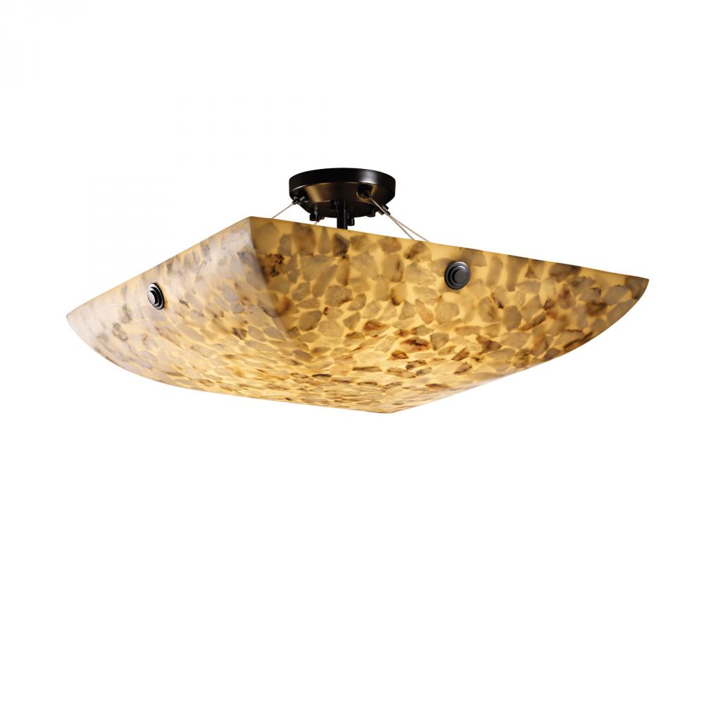 24" LED Semi-Flush Bowl w/ PAIR CYLINDRICAL FINIALS
